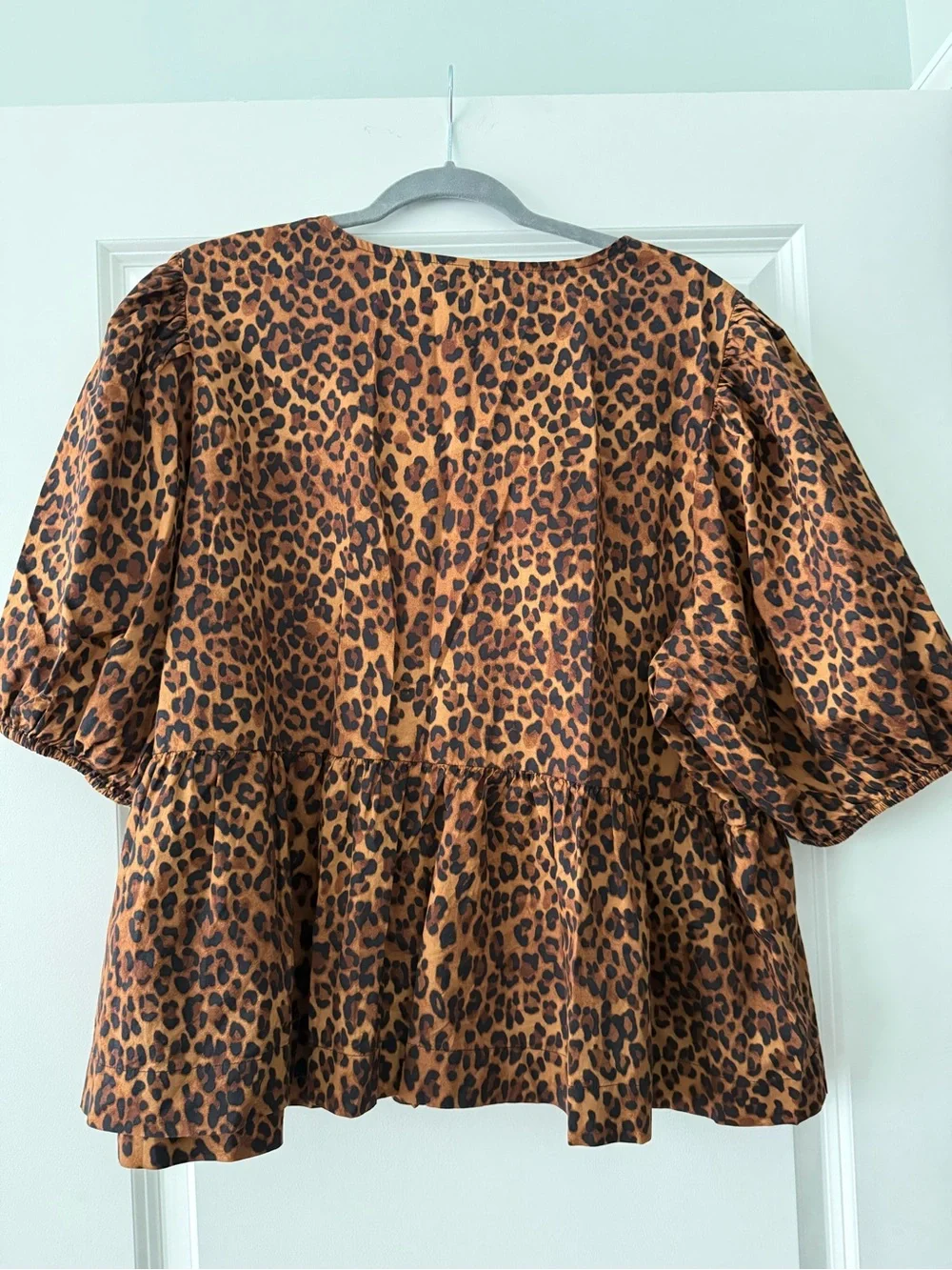 Old Navy Brown Leopard Print Peplum Blouse
